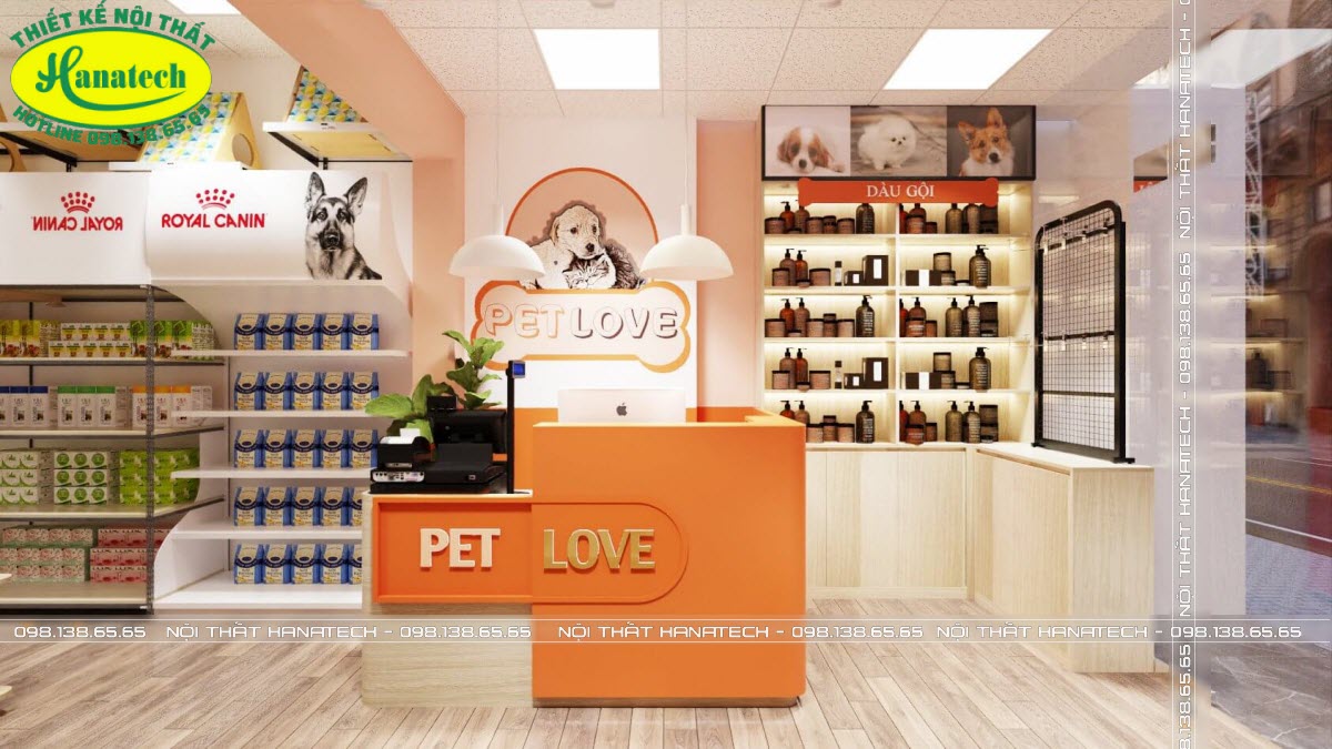 Thiết kế thi công cửa hàng PETSHOP Thú Cưng