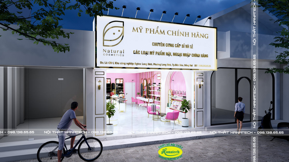 Thiết kế cửa hàng shop Mỹ Phẩm tại Bình Phước