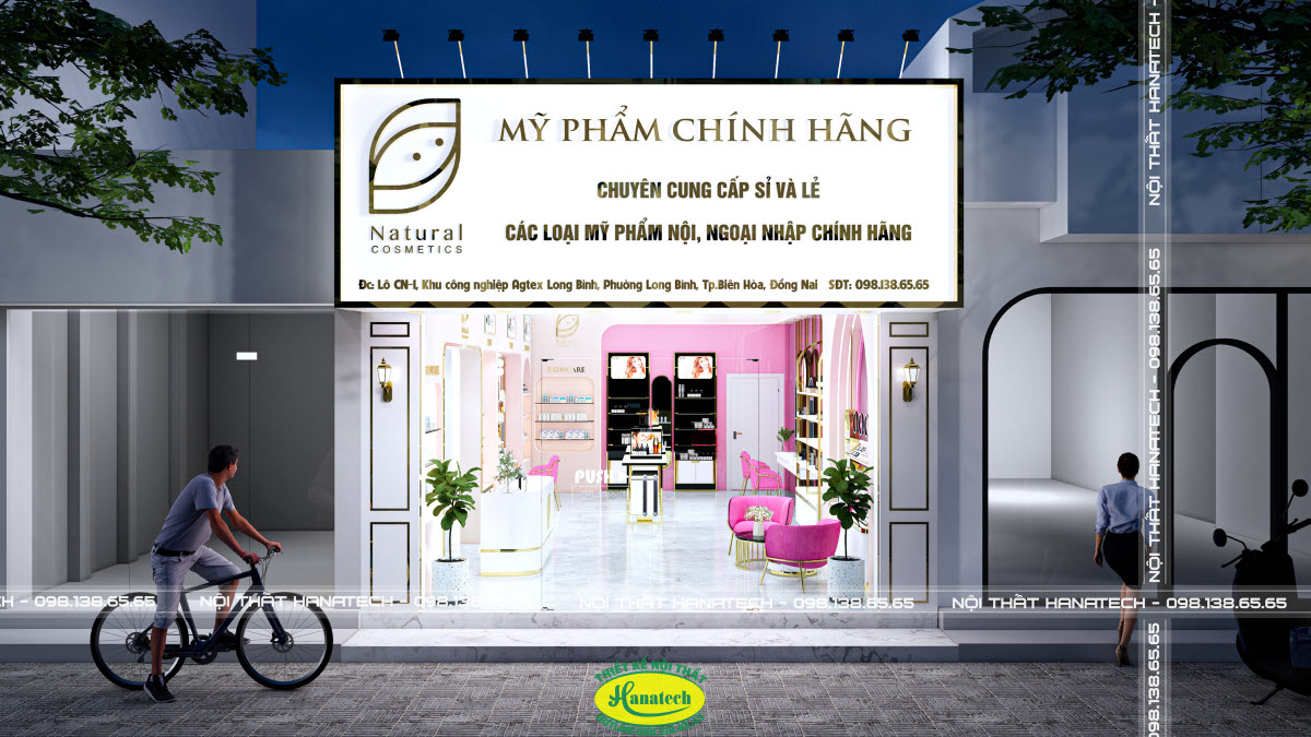 Thiết kế cửa hàng shop Mỹ Phẩm tại Bình Phước