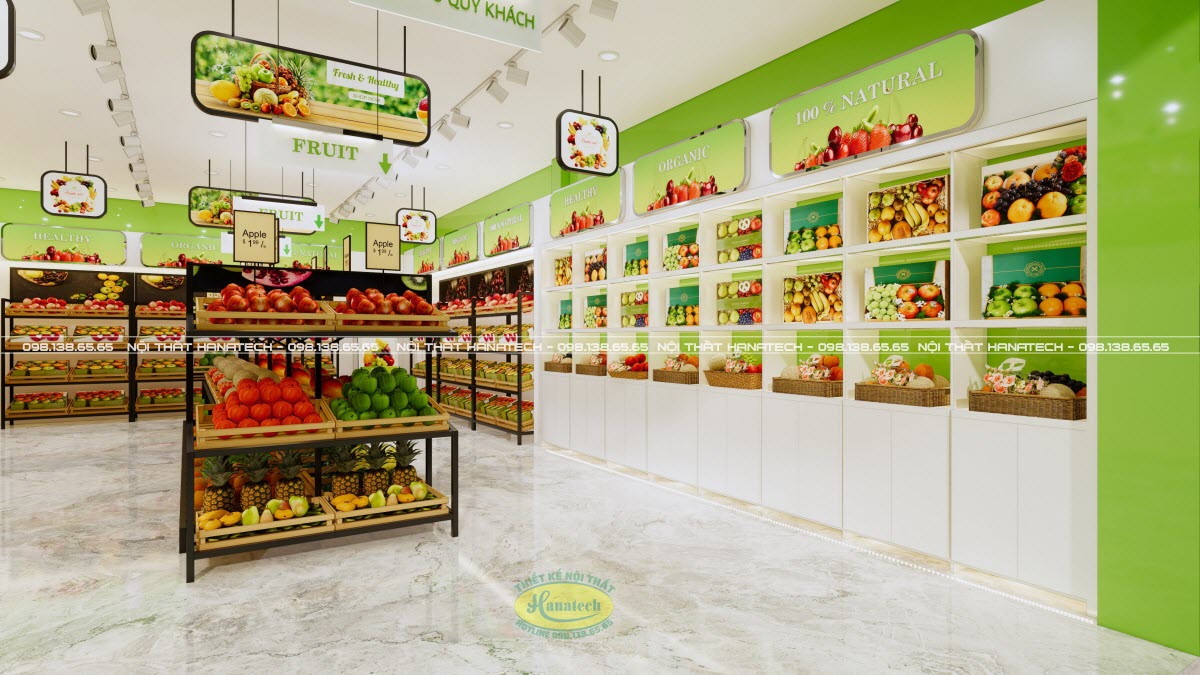 thiết kế thi công shop cửa hàng trái cây thực phẩm sạch tại Đồng Nai