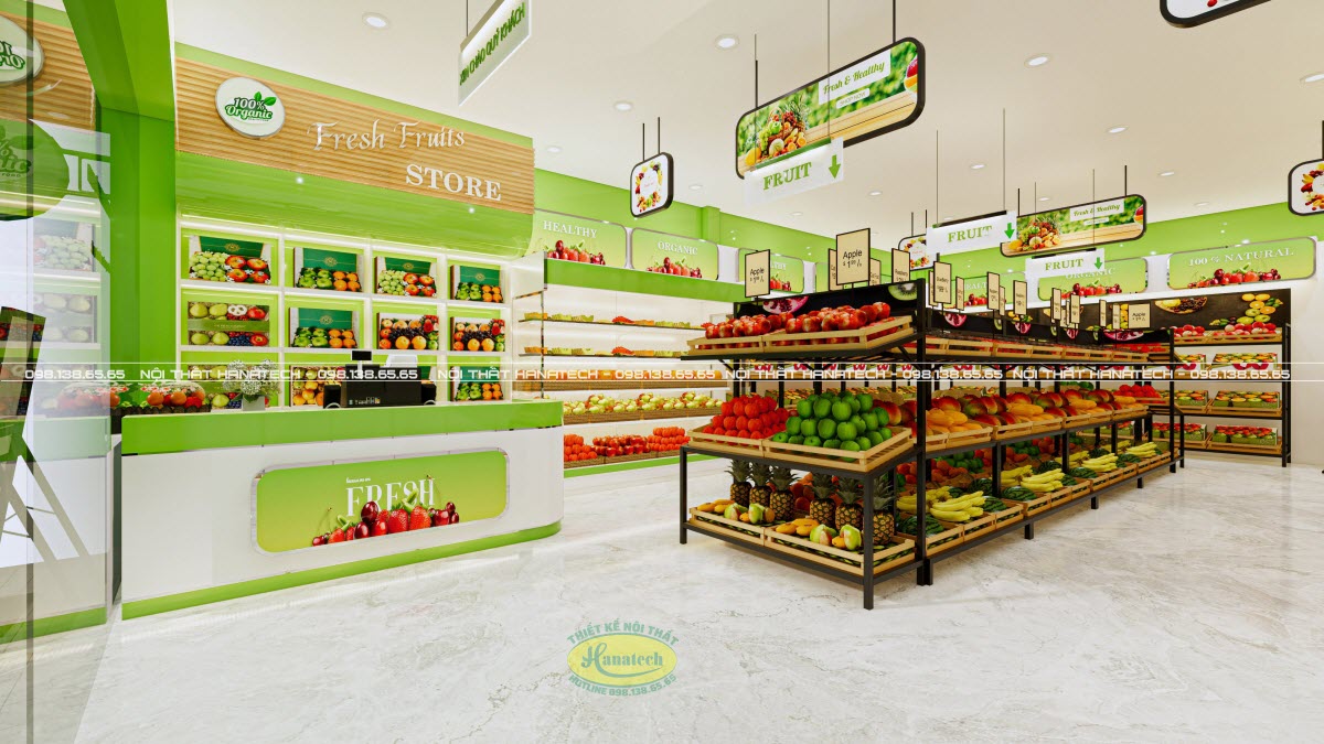 thiết kế thi công shop cửa hàng trái cây thực phẩm sạch tại Đồng Nai