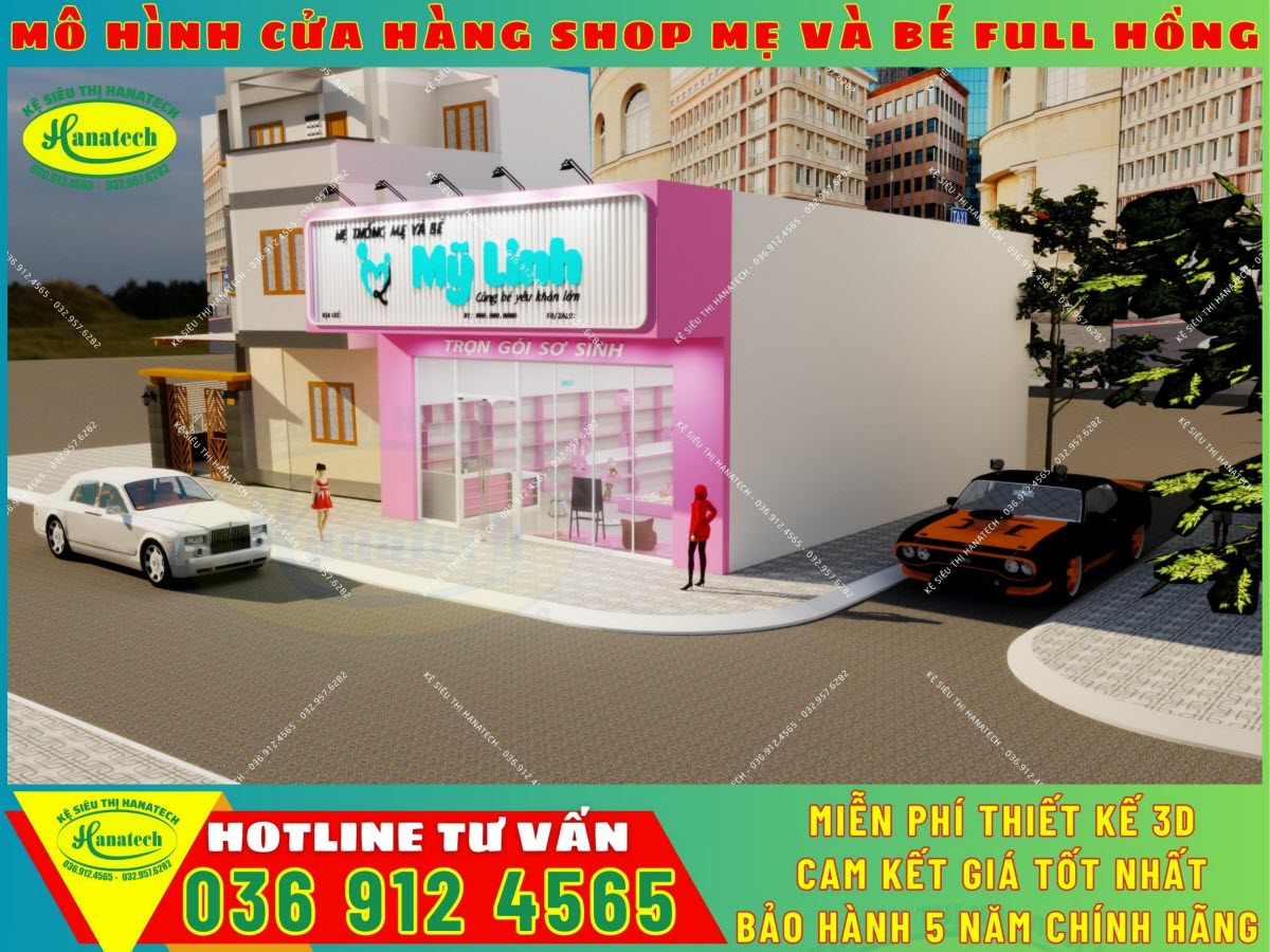 Mẫu thiết kế thi công shop mẹ và bé 50m2 giá rẻ