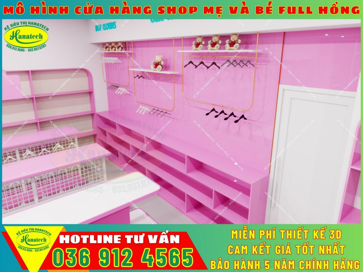 Mẫu thiết kế thi công shop mẹ và bé 50m2 giá rẻ