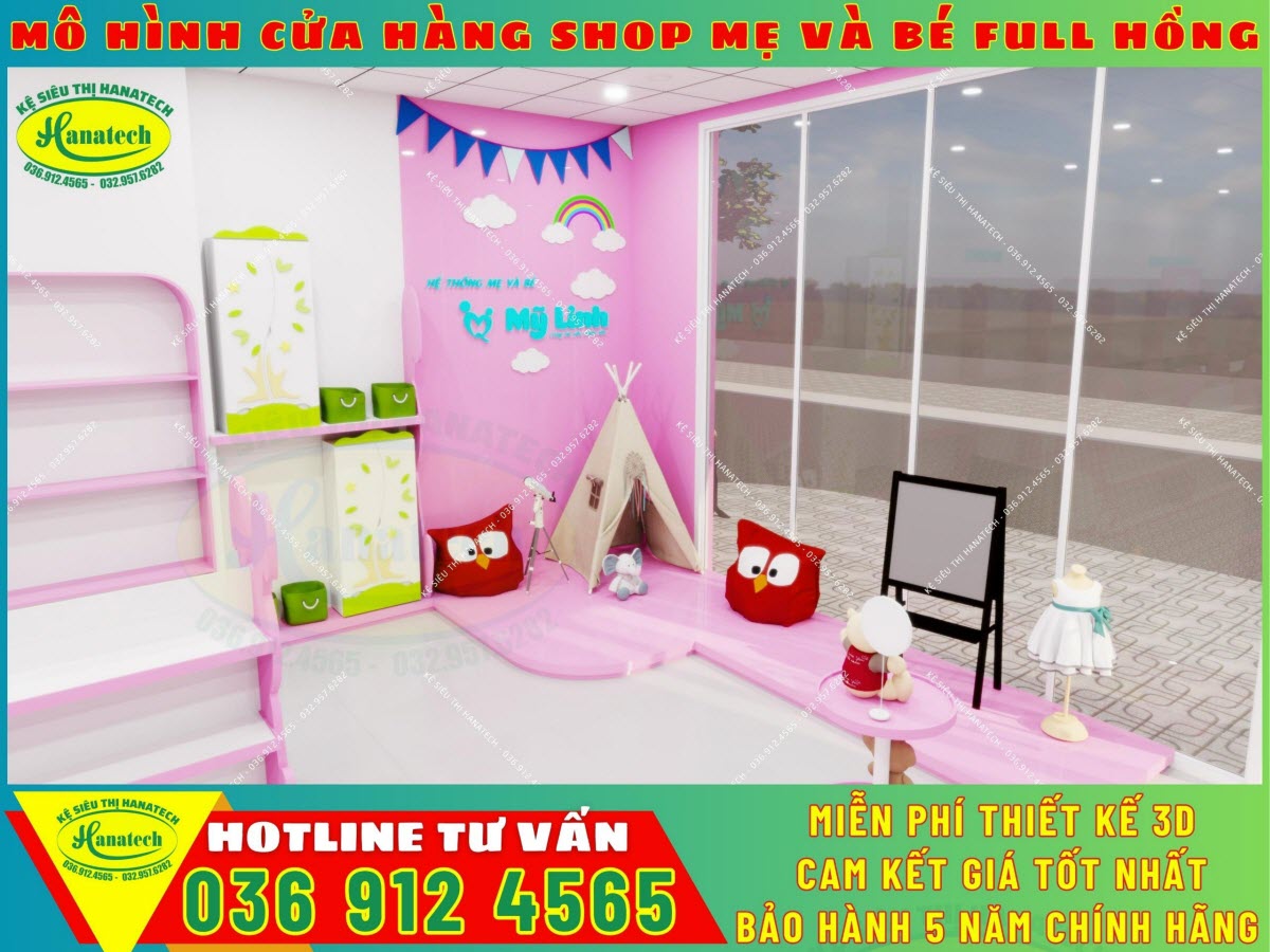 Mẫu thiết kế thi công shop mẹ và bé 50m2 giá rẻ