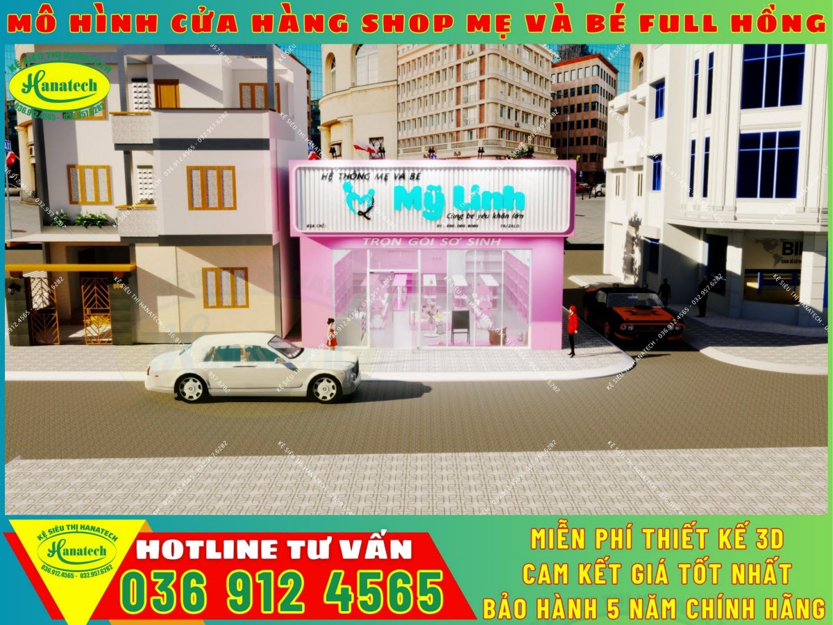 Mẫu thiết kế thi công shop mẹ và bé 50m2 giá rẻ