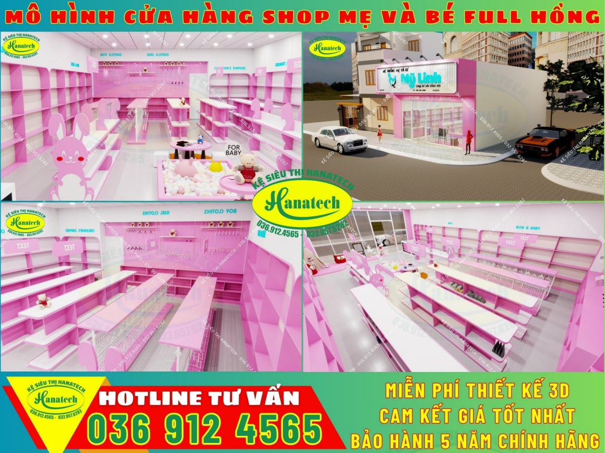 Mẫu thiết kế thi công shop mẹ và bé 50m2 giá rẻ