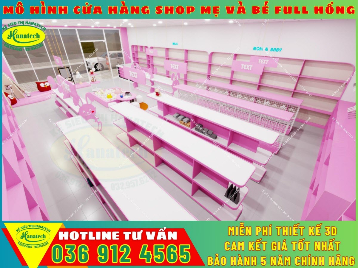 Mẫu thiết kế thi công shop mẹ và bé 50m2 giá rẻ