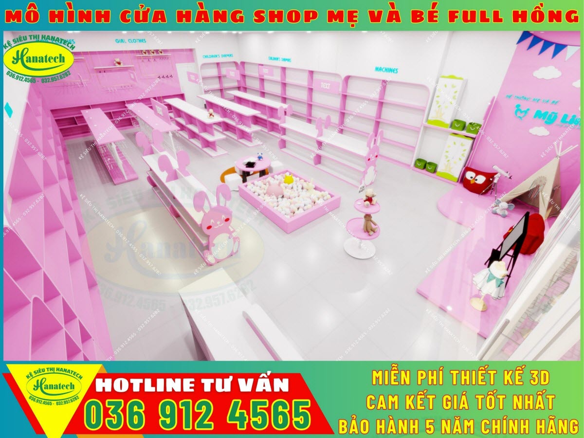 Mẫu thiết kế thi công shop mẹ và bé 50m2 giá rẻ