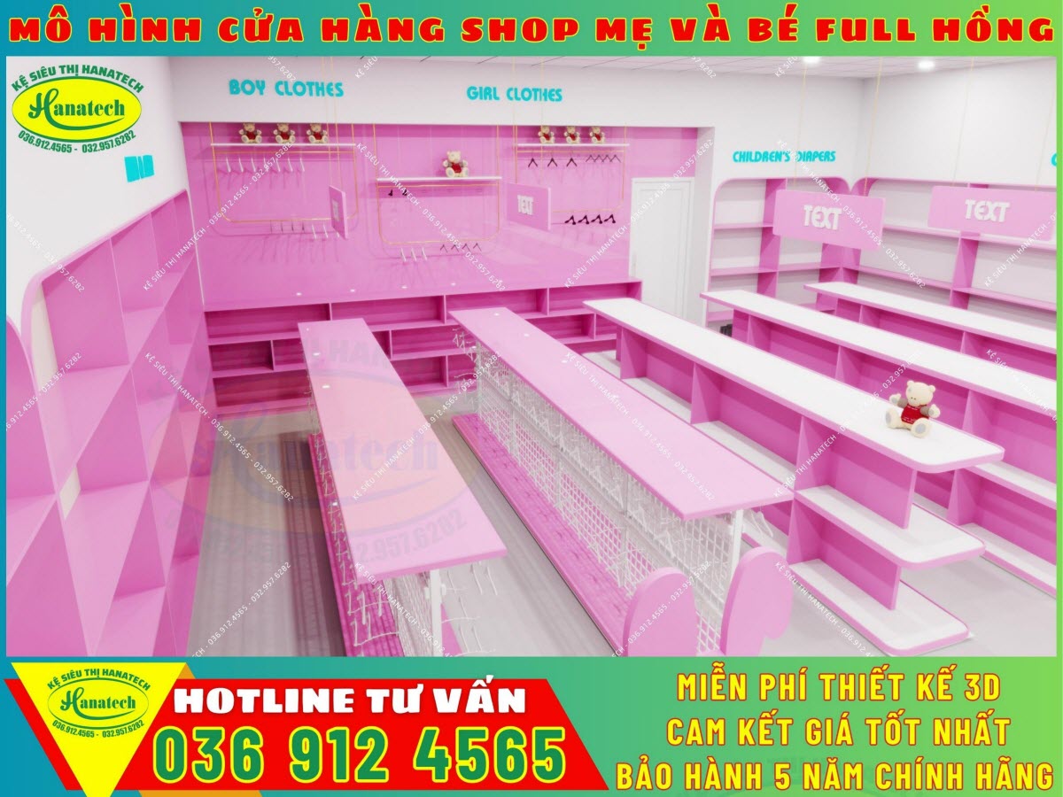 Mẫu thiết kế thi công shop mẹ và bé 50m2 giá rẻ