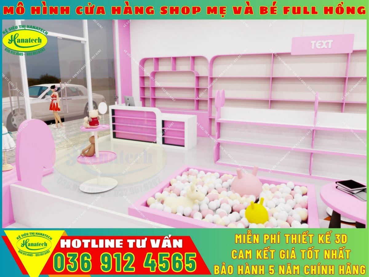 Mẫu thiết kế thi công shop mẹ và bé 50m2 giá rẻ