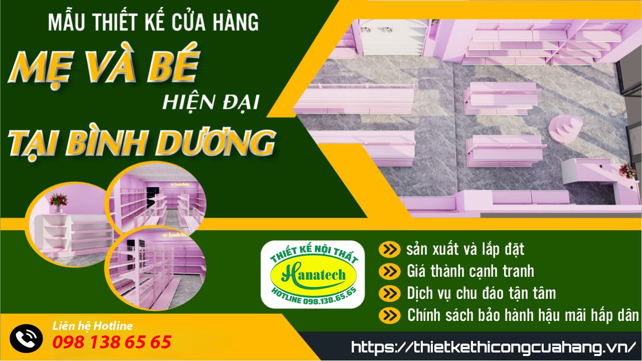 Thiết kế cửa hàng mẹ và bé tại Bình Dương