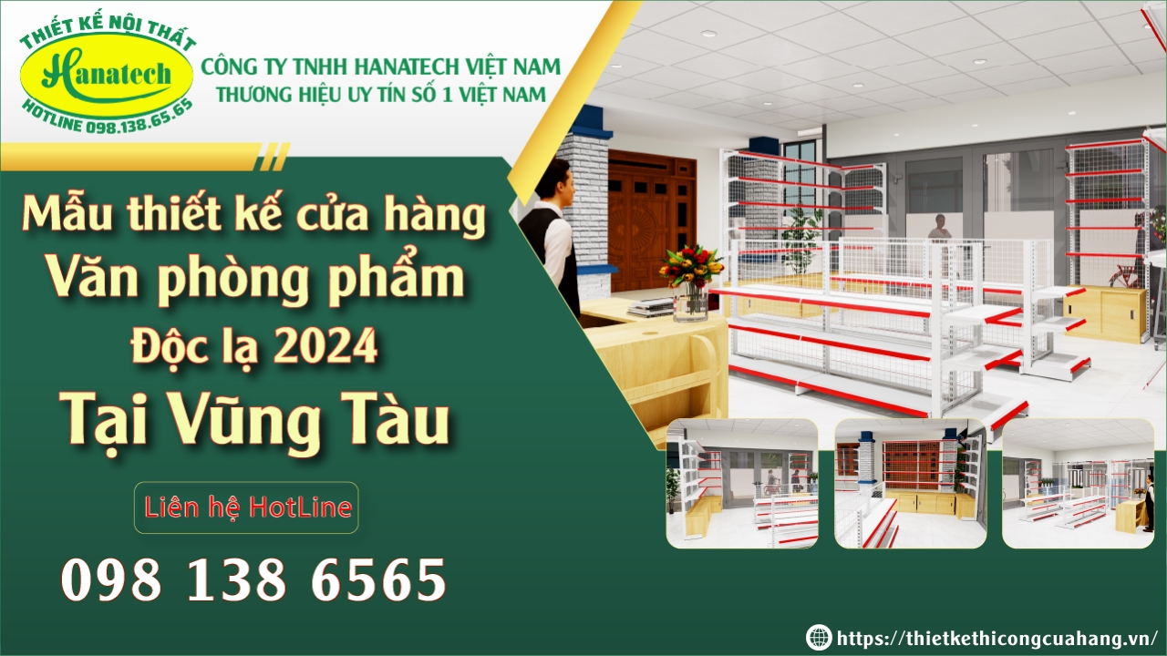 Mẫu thiết kế cửa hàng văn phòng phẩm tại Vũng Tàu