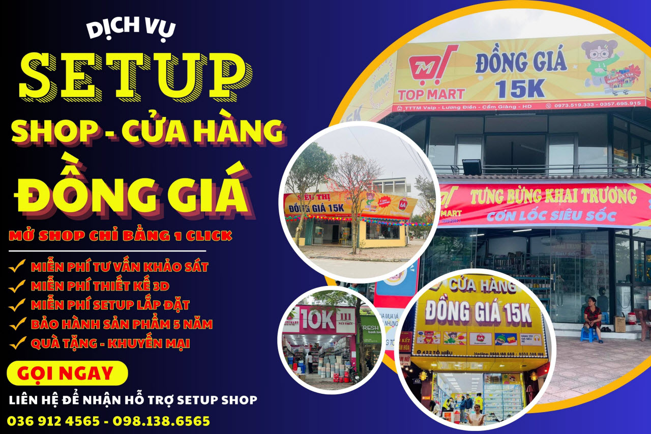 Mẫu thiết kế cửa hàng đồng giá siêu đẹp