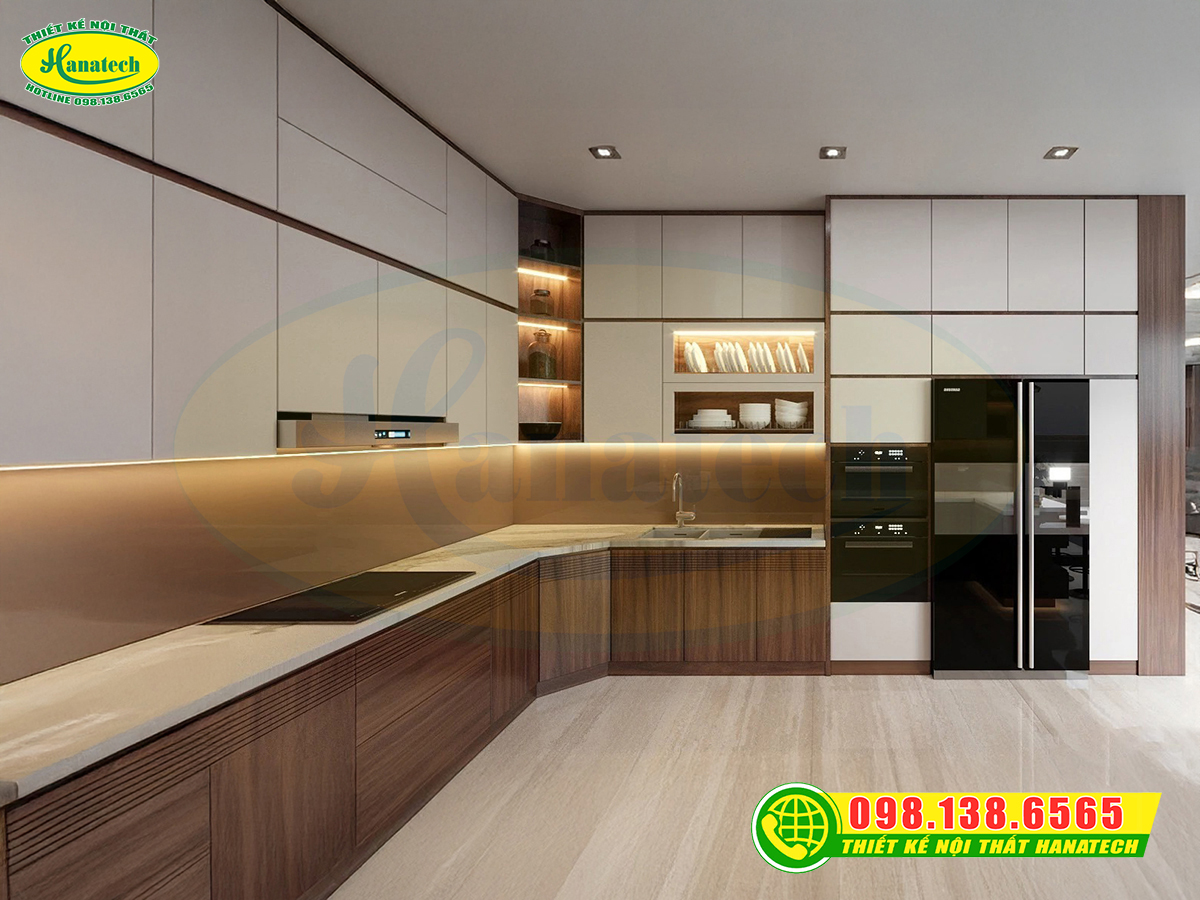 Tủ bếp gỗ công nghiệp MDF phủ Melamine