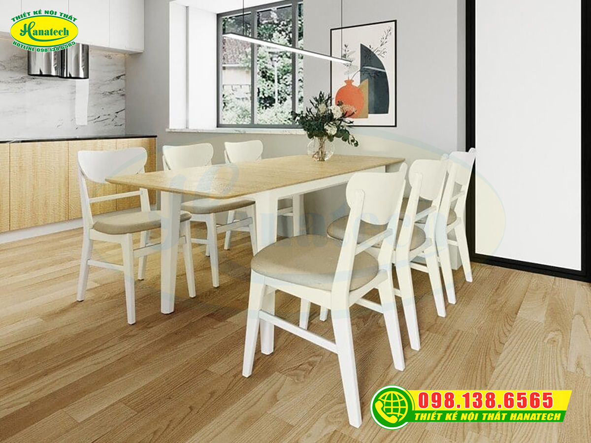 Bàn ghế phòng ăn gỗ công nghiệp MDF