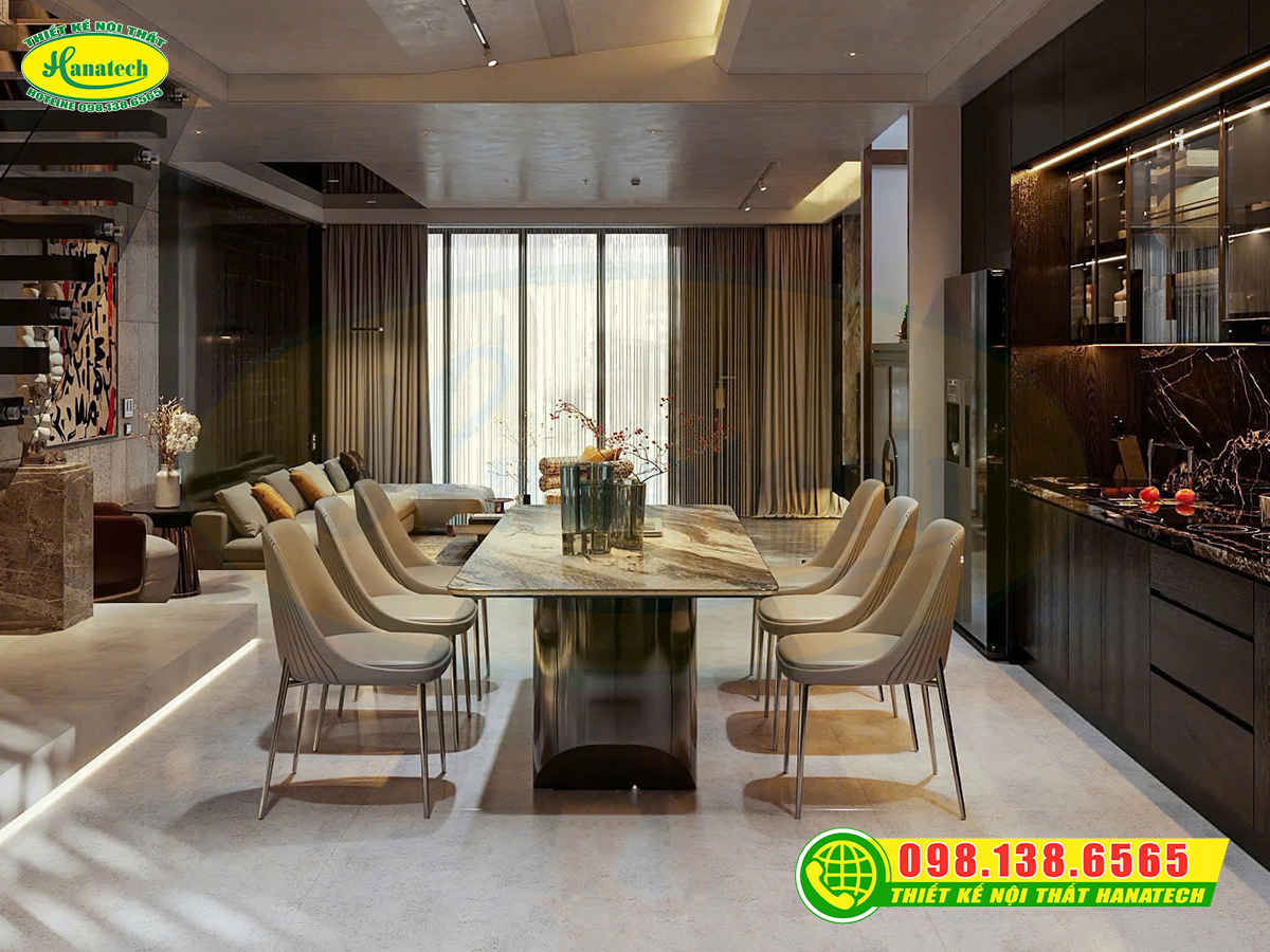 Bàn ghế phòng ăn gỗ công nghiệp MDF