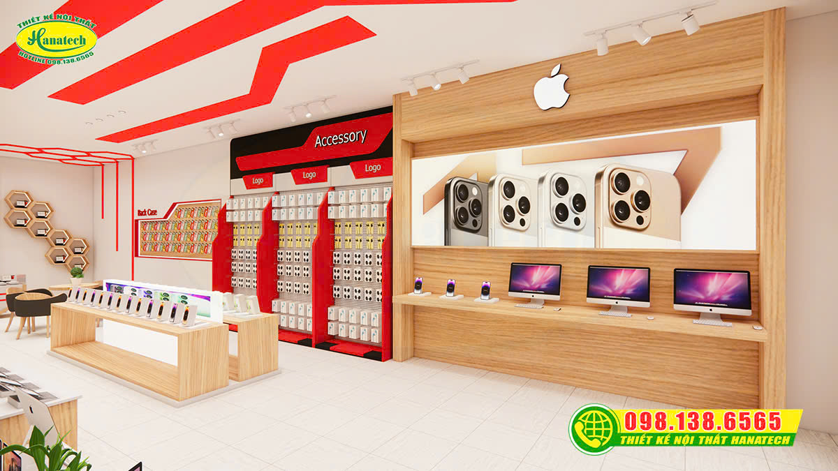 Thiết kế 3D nội thất cửa hàng điện thoại