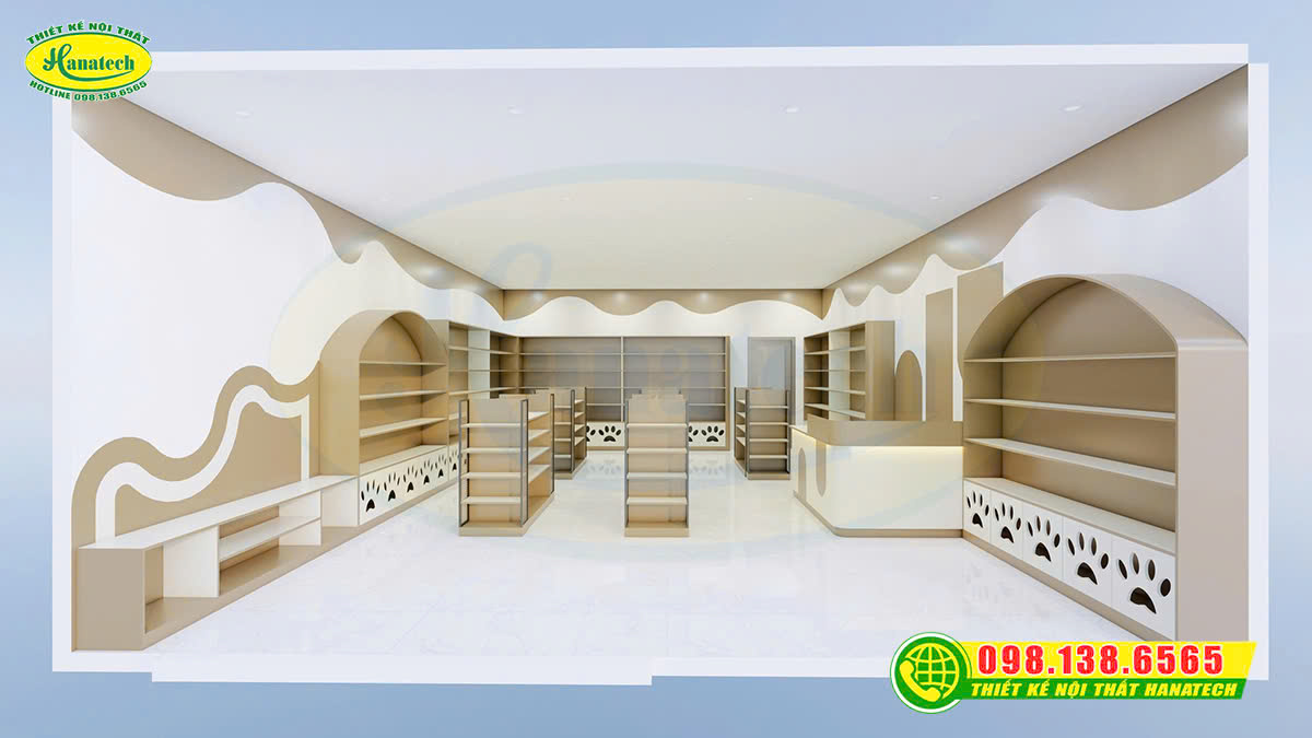 Thiết kế 3D cửa hàng petshop – Giải pháp trưng bày hiện đại, tiện lợi