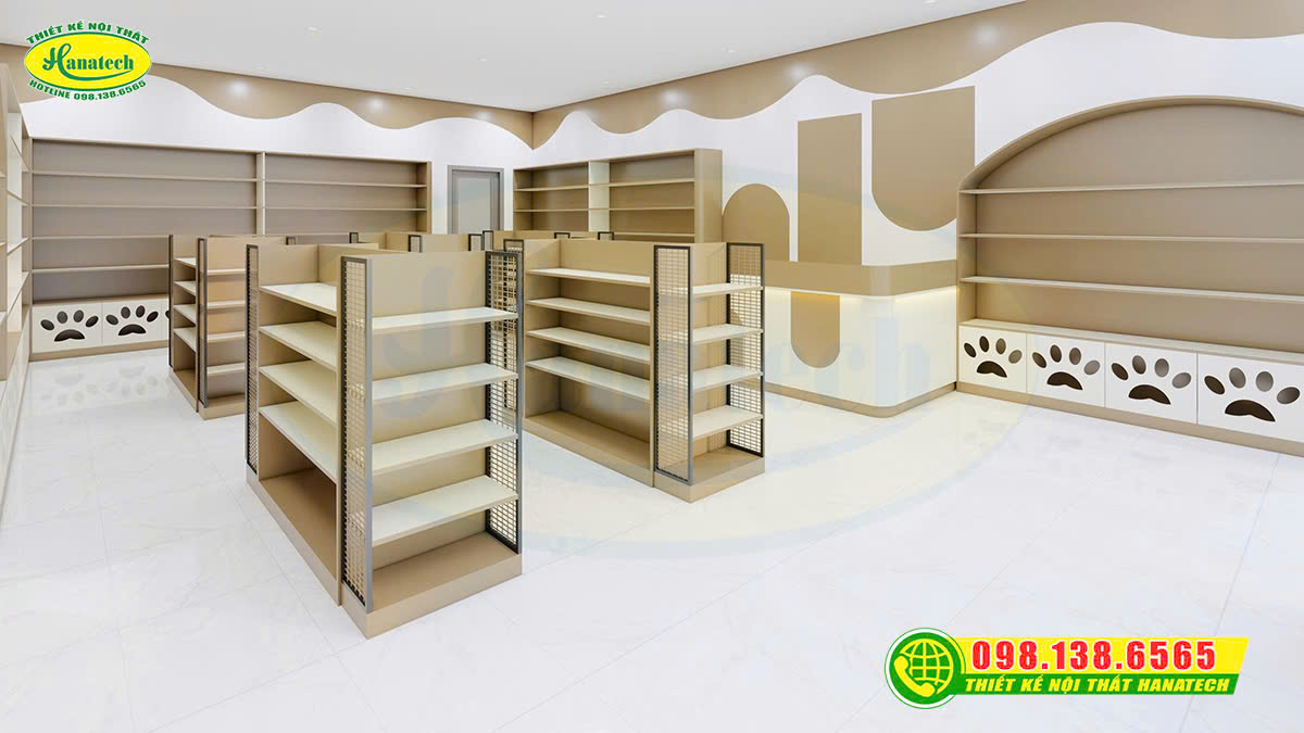 Thiết kế 3D cửa hàng petshop – Giải pháp trưng bày hiện đại, tiện lợi