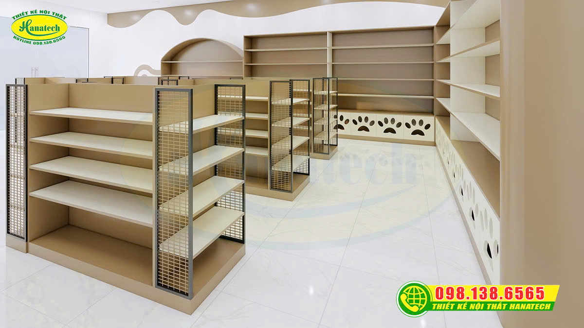 Thiết kế 3D cửa hàng petshop – Giải pháp trưng bày hiện đại, tiện lợi