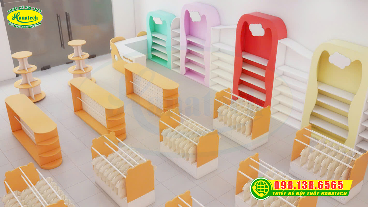 Thiết kế 3D shop mẹ và bé hiện đại, tiện lợi tại Hanatech