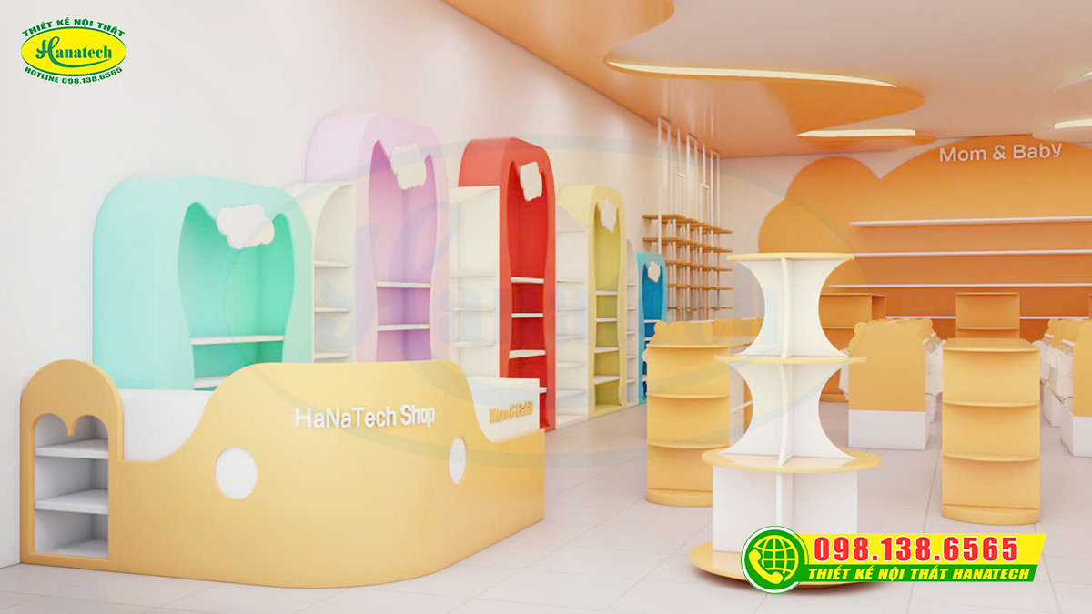 Thiết kế 3D shop mẹ và bé hiện đại, tiện lợi tại Hanatech