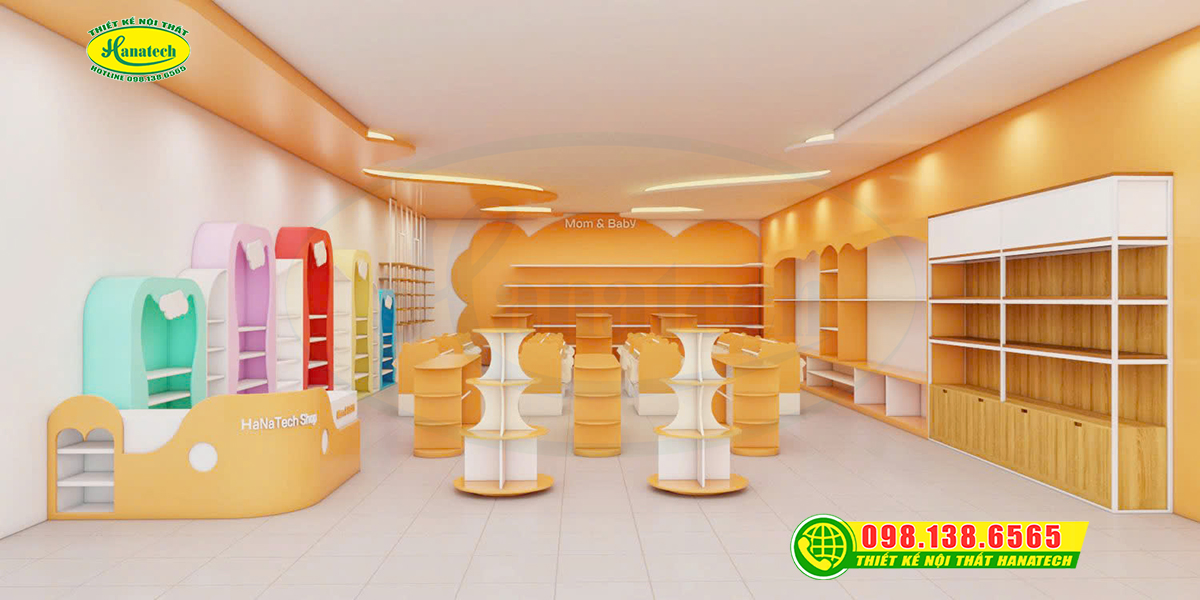 Thiết kế 3D shop mẹ và bé hiện đại, tiện lợi tại Hanatech