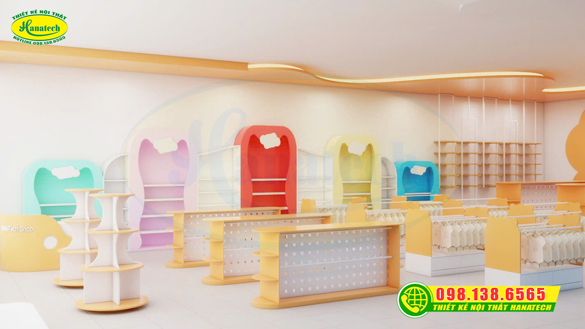 Thiết kế 3D shop mẹ và bé hiện đại, tiện lợi tại Hanatech