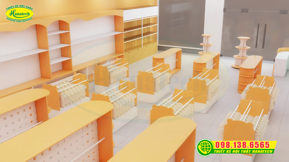 Thiết kế 3D shop mẹ và bé hiện đại, tiện lợi tại Hanatech