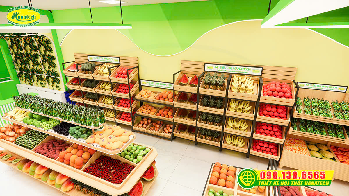 Thiết kế 3D shop thực phẩm sạch – Thẩm mỹ, tiện lợi trưng bày