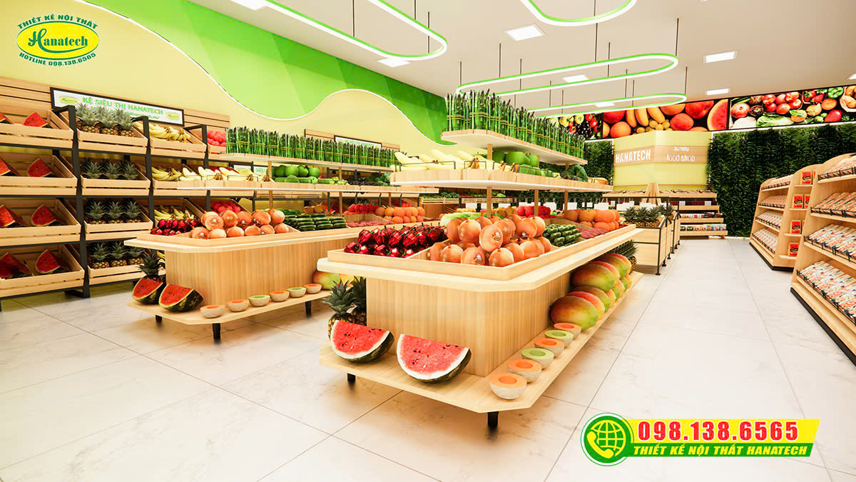 Thiết kế 3D shop thực phẩm sạch – Thẩm mỹ, tiện lợi trưng bày