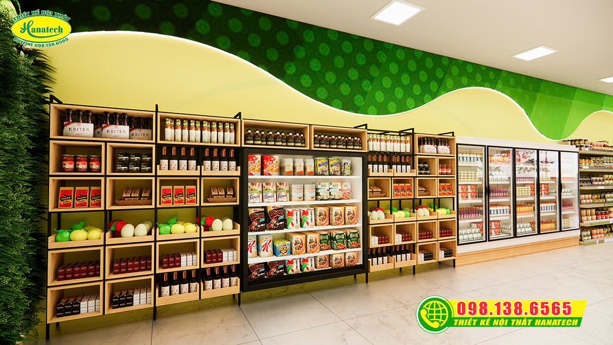 Thiết kế 3D shop thực phẩm sạch – Thẩm mỹ, tiện lợi trưng bày