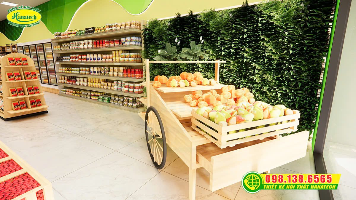 Thiết kế 3D shop thực phẩm sạch – Thẩm mỹ, tiện lợi trưng bày