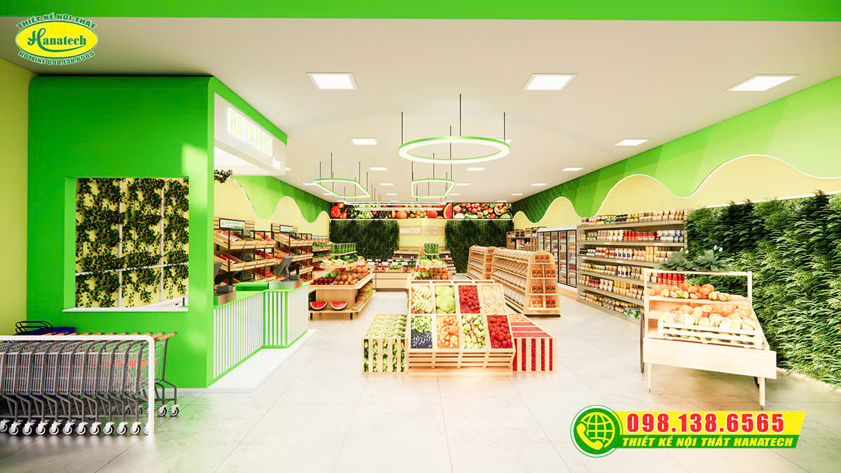 Thiết kế 3D shop thực phẩm sạch – Thẩm mỹ, tiện lợi trưng bày