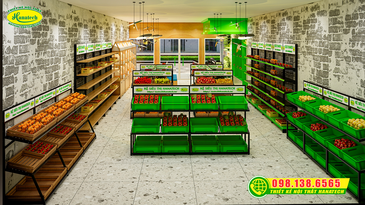 Thiết kế cửa hàng trái cây – Không gian chuẩn xanh, tươi mát và thu hút