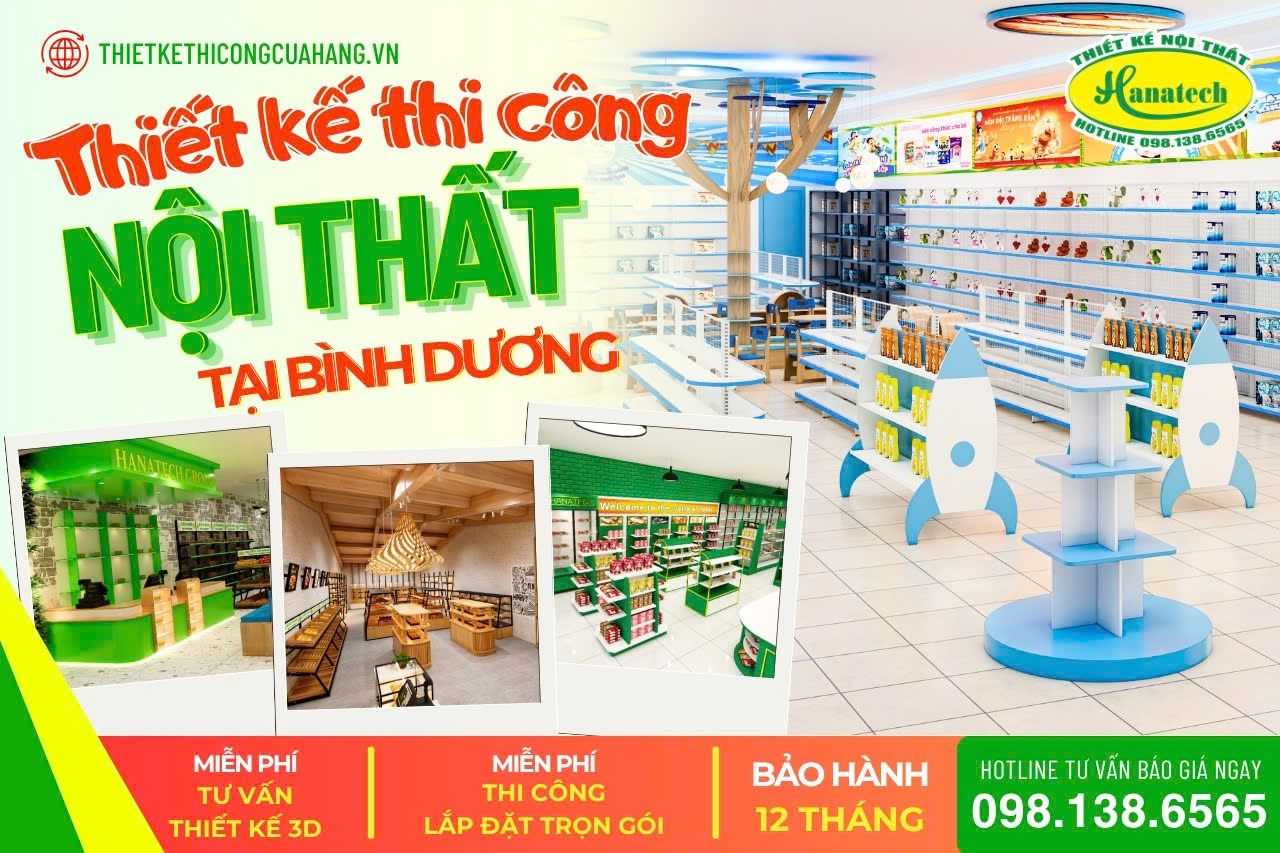 Thiết kế nội thất shop taị Bình Dương trọn gói, uy tín, chất lượng