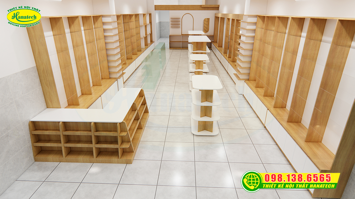 Thiết kế 3D shop mỹ phẩm đẹp – giá rẻ - tối ưu không gian