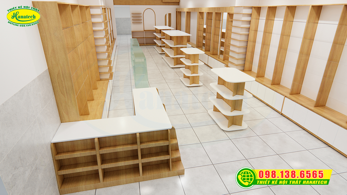 Thiết kế 3D shop mỹ phẩm đẹp – giá rẻ - tối ưu không gian