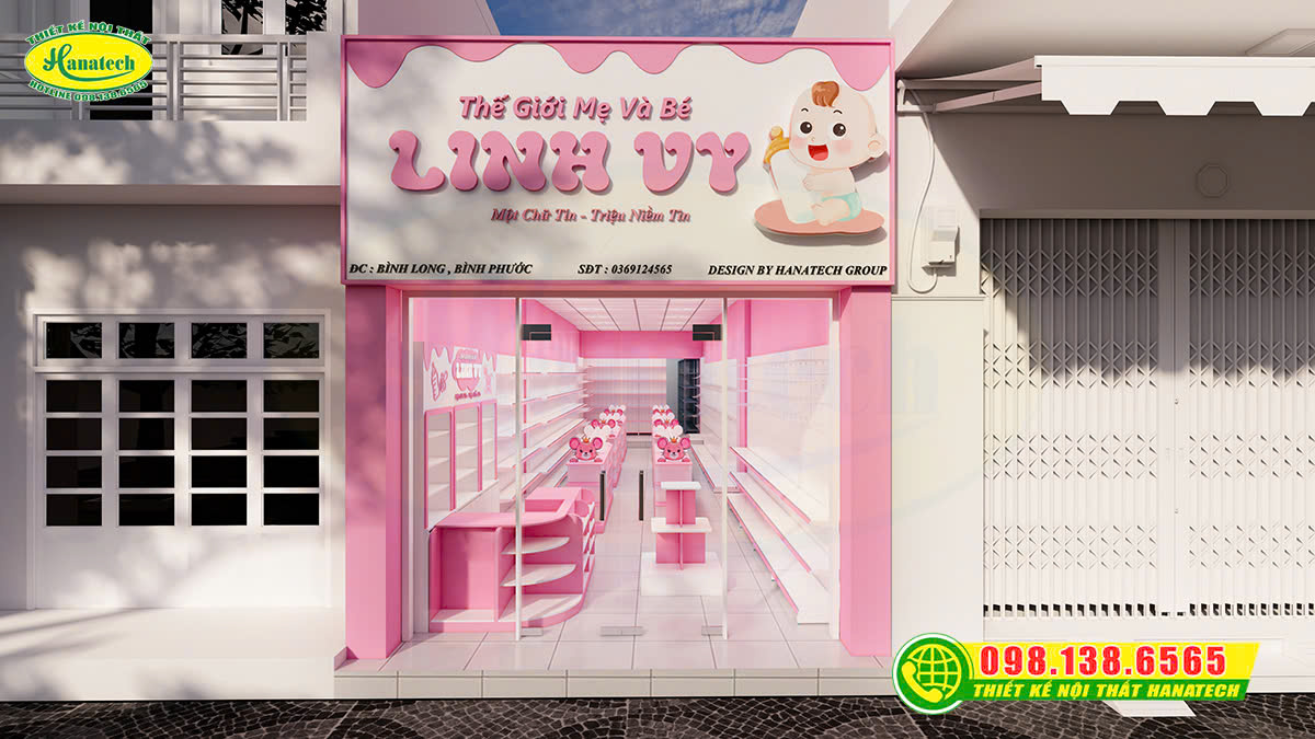 Mẫu thiết kế cửa hàng mẹ và bé đẹp, hút khách năm 2026