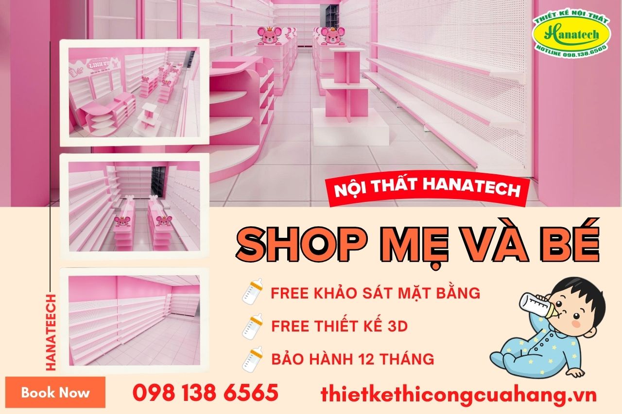 Mẫu thiết kế cửa hàng mẹ và bé đẹp, hút khách năm 2026