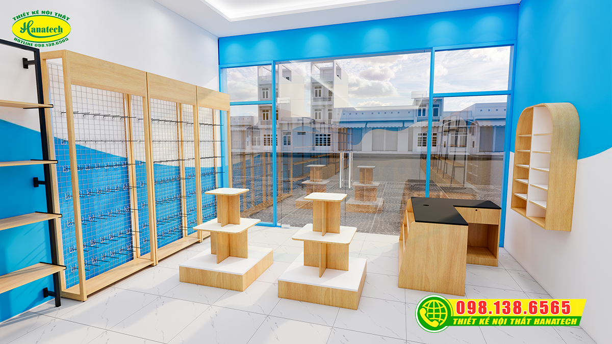 Mẫu thiết kế nội thất cửa hàng văn phòng phẩm Hồi Ức