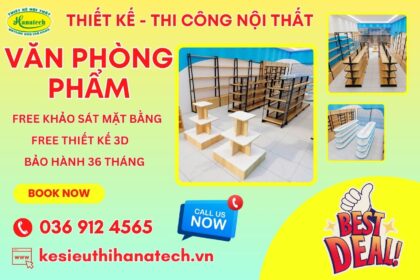 Mẫu thiết kế nội thất cửa hàng văn phòng phẩm Hồi Ức