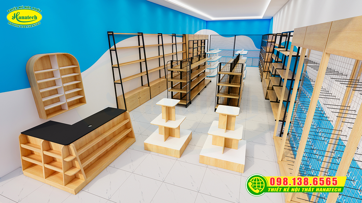 Mẫu thiết kế nội thất cửa hàng văn phòng phẩm Hồi Ức