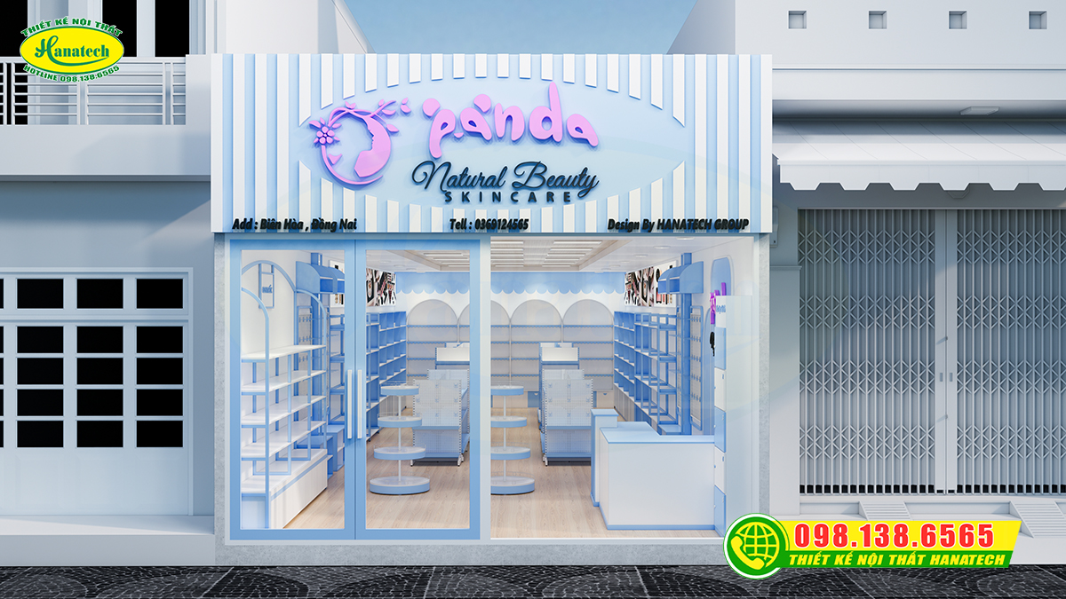 Thiết kế shop mỹ phẩm ấn tượng tại Long Thành