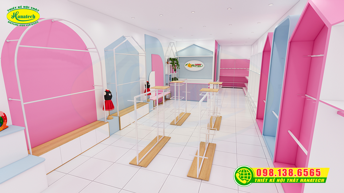 Mẫu thiết kế shop quần áo trẻ em đẹp, thu hút và bán hàng hiệu quả