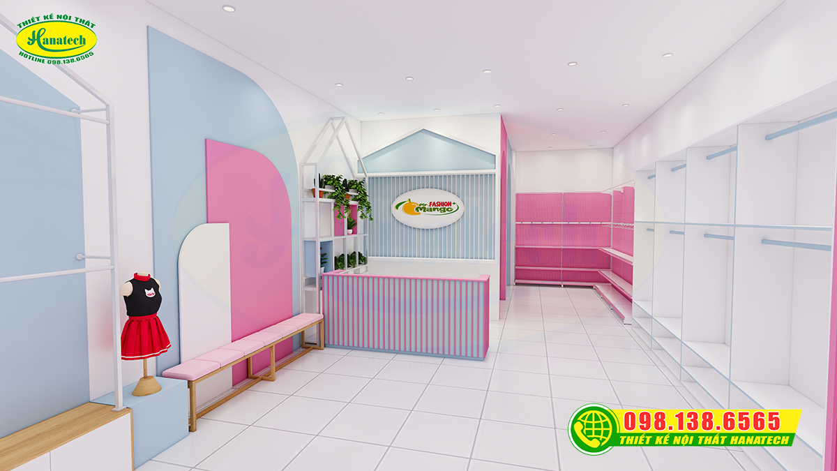 Mẫu thiết kế shop quần áo trẻ em đẹp, thu hút và bán hàng hiệu quả