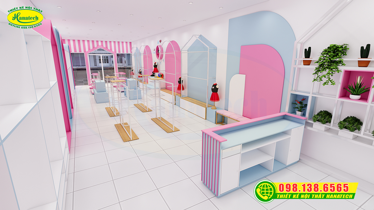Mẫu thiết kế shop quần áo trẻ em đẹp, thu hút và bán hàng hiệu quả