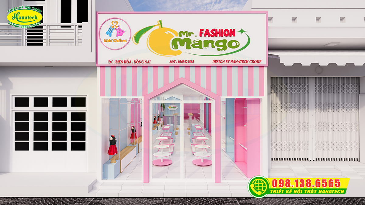 Mẫu thiết kế shop quần áo trẻ em đẹp, thu hút và bán hàng hiệu quả