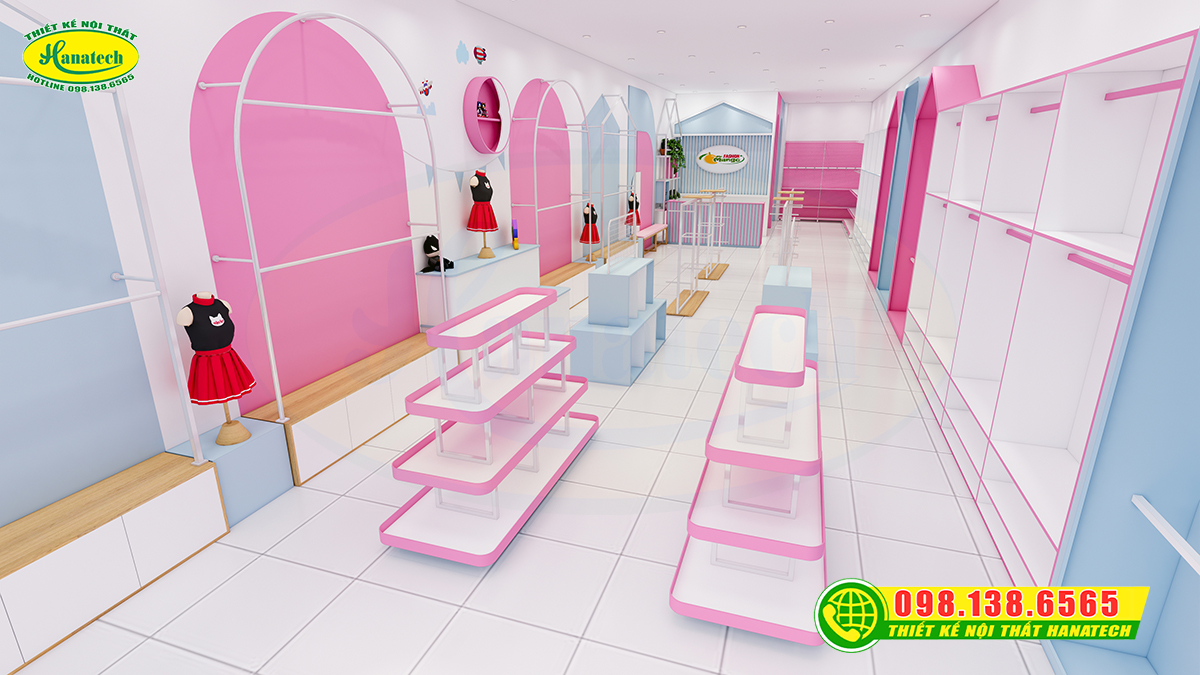 Mẫu thiết kế shop quần áo trẻ em đẹp, thu hút và bán hàng hiệu quả