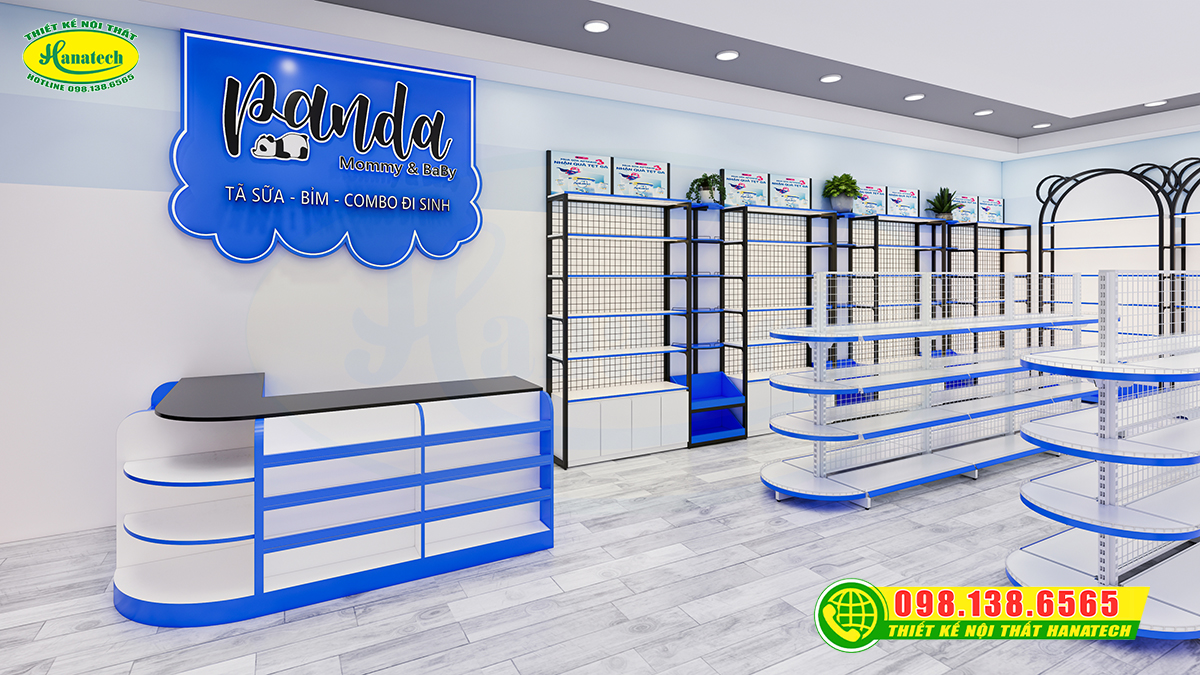 Thiết kế nội thất shop bỉm sữa nhỏ 50m2 hiện đại trong năm 2026